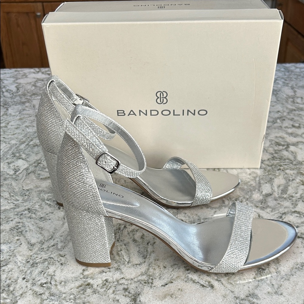 Bandolino Armory Silver Block Heel Sandals